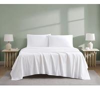 Linen Closet Set di lenzuola per letto matrimoniale, in cotone biologico, 4 pezzi, colore: bianco artico