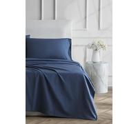 Linen Closet Ultimate Percale - Set di lenzuola per letto king size, 4 pezzi, colore: blu navy