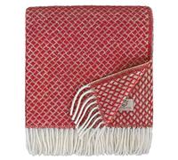 LINEN & COTTON Coperta SOFIA - 100% Lana Neozelandese, Rosso 130x170 cm | Coperta morbida e calda con frange per divano, poltrona, soggiorno, letto, plaid per il picnic all'aperto, viaggi invernali