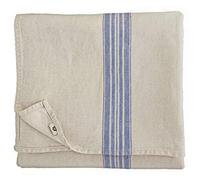 Linen & Cotton Tovaglia da Tavola Rustica Shabby Chic Vintage Provence - 100% Lino, Beige Naturale Blu (136 x 250 cm) Tovaglia Rettangolare in Tessuto per la Casa Decorazione della Cucina Soggiorno