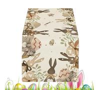 Linen Easter Table Runner - Primavera Holiday Dining Decor, Linen Runner with Festive Design, Party Supplies for Home Kitchen, Reusable Seasonal Table Decoration, Colorful Holiday Centerpiece