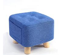 Linen Foot Stool Ottoman for Living Room and Bedroom Small Square Rest Stool for Shoe Changing Gray Upholstered Footstool 28x28x25cm