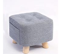 Linen Foot Stool Ottoman for Living Room and Bedroom Small Square Rest Stool in Grey 28x28x31cm