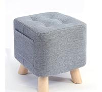 Linen Foot Stool Ottoman for Living Room and Bedroom Small Square Shoe Change Rest Stool in Red 28x28x31cm