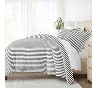 Linen Market Copripiumino Queen (grigio) - Provate un comfort simile a un hotel con morbidezza senza pari, stampe squisite e colori solidi per una camera da letto da sogno, set copripiumino