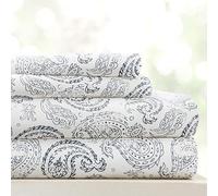 Linen Market Modello LM 4 Pezzi Set di Lenzuola, Microfibra, Blu Marino Paisly Grossolano, Queen