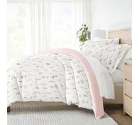 Linen Market Set copripiumino in microfibra, rosa con fiori selvatici, per letto matrimoniale extra lungo