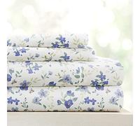 Linen Market Set di lenzuola per letto king size, 4 pezzi, motivo floreale celeste, dormi meglio che mai con queste lenzuola ultra morbide e rinfrescanti per il tuo letto king size, con tasca profonda