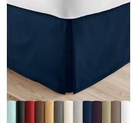 Linen Market SS-BEDSKIRT-Calking-Navy Gonna a Pieghe con Volant, Microfibra, Marina Militare, California King