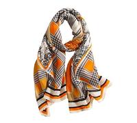 Linen Scarf Women Cotton Shawl Colour Block Neckerchief Warm Cloth Lightweight Muffle Long Head Wrap Ladies Hijab Muslim Belt Orange Scarf Christmas Decorations