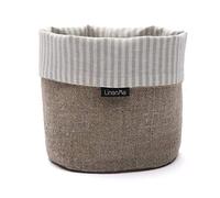 Linenme Cesto in Lino e Cotone Beige/Naturale a Strisce Jazz, Realizzato in Lituania