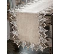 Linens, Art and Things Runner in pizzo, 40,6 x 91,6 cm, colore neutro, runner da tavolo, per comò, sciarpa, tavolino da caffè