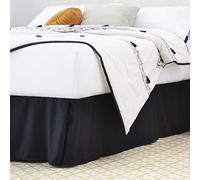 Linenspa 14 Inch Wrinkle and Fade Resistant-Machine Washable-Easy Use Pleated Microfiber Bed Skirt, Queen, Black