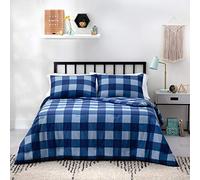 Linenspa Piumino ipoallergenico in microfibra per tutte le stagioni, per letto queen size, bianco/blu navy