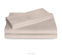 Linenspa Set di lenzuola in misto cotone a 600 fili, ultra morbido, con tasca profonda, colore: sabbia