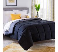 Linenspa Trapunta in microfibra ipoallergenica reversibile con inserto alternativo alla piuma, per tutte le stagioni, con cuciture a scatola e 8 passanti, per letto King, nero/grafite