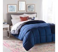 Linenspa Trapunta in Microfibra - Piumino 4 Stagioni - ultra morbido - Piumone Una Piazza e Mezza (200 x 200 cm) - Blu Navy/Grafite