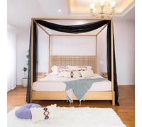 Linentalks Tende da letto a baldacchino nere per letto matrimoniale e matrimoniale, sciarpa a baldacchino, sciarpa velata mantovana per letto a baldacchino, tende a baldacchino per letto a