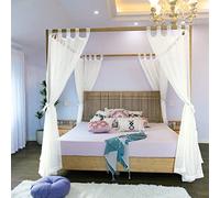 Linentalks Tende da letto a baldacchino trasparenti per letto king size, queen size e doppio, 4 baldacchini e tende per letto ad angolo, tende a baldacchino per letto a baldacchino, avorio