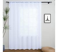 Linentalks Tende trasparenti extra larghe bianche per soggiorno, porta del patio per porta scorrevole, tende divisorie in voile trasparente, tende divisorie in tulle bianco, 1 pannello 100 W x 243,8