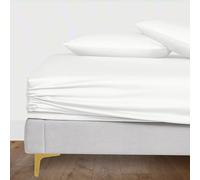 LINENWALAS Lenzuolo con angoli in 100% Tencel Lyocell, con vestibilità sicura e aderente a tutto tondo, lenzuolo con angoli profondi 40 cm, in seta di eucalipto rinfrescante (bianco, matrimoniale