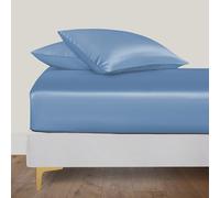 LINENWALAS Set di lenzuola con angoli in bambù naturale, 3 pezzi, con tasca elastica e profonda sicura, ideale per biancheria da letto e lenzuola e federe (king, colore: blu Bahamas)