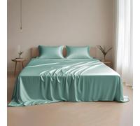 Linenwalas Set di lenzuola in tencel color eucalipto, per letto queen size, 4 pezzi, in Lyocell con tasca profonda 40,6 cm, morbide, traspiranti e fresche, per chi dorme al caldo (Queen size, acqua)