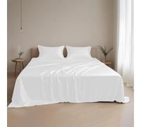 LINENWALAS Set di lenzuola per letto matrimoniale, 100% seta tencel Lyocell, set di 4 lenzuola per letto matrimoniale, con tasca profonda, morbide lenzuola rinfrescanti di alta qualità, eucalipto