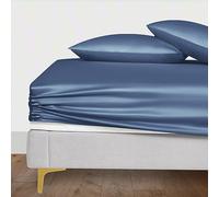 LINENWALAS Solo lenzuolo con angoli, in 100% seta austriaca Tencel Lyocell, lenzuolo con tasca inferiore fino a 40 cm, lenzuolo inferiore 200 x 200 cm (blu Bahamas, Emperor)