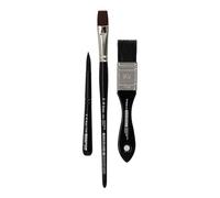 Lineo 41137 - Set Realismo spontaneo 636, set di 3 pennelli con pennello piatto e pennello tondo, pennelli fini per pittura a olio, acrilica e acquerello