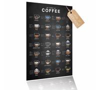 Lineo r® Poster da parete 28 tipi di caffè, 42 x 60 cm, per gli amanti del caffè, decorazione per cucina, caffè e soggiorno; cultura del caffè, poster perfetto per barista e appassionati di caffè
