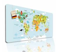 Lineo® Tappetino da Scrivania per Bambini; Acquario Tappetino da Scrivania Impermeabile, Protezione per Tavolo, Deskpad (Mappa del mondo per bambini (70x40 cm)) VERSIONE TEDESCA