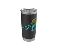 Lineografia minimalista Sun Ocean Wave Bicchiere termico in acciaio inox doppia parete