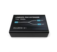 LINEOPS PoE Extender 1 vers 2 Gigabit - Répartiteur Ethernet IEEE 802.3af/at, extension jusqu'à 100 m, deux sorties PoE