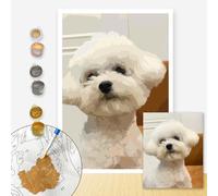 LINEPARK Pittura Personalizzata da Numbers per Adulti, Kit di Pittura per Animali Domestici e Ritratti, Regali Fai da Te, Realizza la Tua Foto con Disegno Pittura e Pennelli (con Cornice 30x30cm)