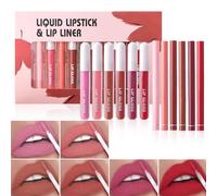 Liner per labbra lunghi, Matte Lip Liner, Lip Liner Set, non--Stick Lipstick, Long Lasting Lipstick, Ideal For Achieving Stunning Lip Beauty For Daily Wear With 0,5 gx6 Pezzi+2,8 mlx6 Pieces