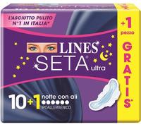 Lines Assorbenti Lines Seta Ultra Notte con ali, 11 pezzi