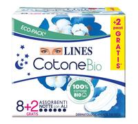 11 Confezioni (110 Assorbenti) Lines Cotone Notte con Ali 100% Cotone Assorbente