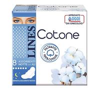 Lines Cotone Ultra Notte con Ali, Pacco da 8 Assorbenti