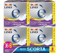LINES È LUNGO con ali, Pacco scorta da 44 assorbenti per ciclo mestruale, l'unico con struttura in Lactifless, Il LINES più assorbente e più flessibile, con Odor Protection