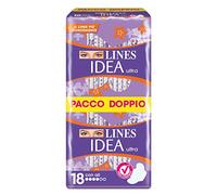 LINES IDEA ULTRA GIORNO con ali, Pacco scorta da 18 assorbenti per ciclo mestruale, offre comfort e protezione, assorbente Ipoallergenico,con cuore LINES super assorbente, neutralizza odori