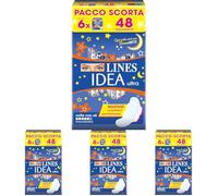Lines Idea Ultra Notte con Ali, Pacco Scorta da 48 Assorbenti (Confezione da 4)