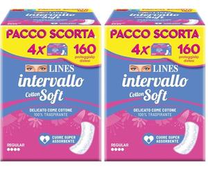 LINES INTERVALLO COTTON SOFT, proteggislip disteso, salvaslip per piccole perdite, delicato come cotone, traspirante, neutralizza odore (Confezione da 2)