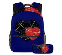 Lines of Love Fai una dichiarazione con questo set di 2 zaini alla moda per ragazzi ragazze adolescenti, Multicolore#01, B：29.4x20x40cm P：19x7.5x3.8cm, Zaini Daypack