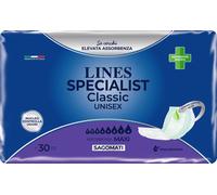 Lines Specialist Pannoloni per incontinenza Classic Sagomati Unisex Taglia Super/Maxi 30 pezzi