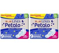 Lines Petalo Assorbenti Ultrasottile Notte, 9 Pezzi (Confezione da 2)