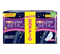 Lines Seta Assorbenti Notturni Lines Seta Ultra Notte con Ali - Confezione da 16 Pezzi: Protezione e Comfort Durante la Notte