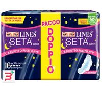 lines Seta Ultra Notte Assorbenti Con Ali 16 Pezzi Pacco Doppio