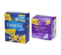 LINES Seta Ultra con Ali + Tampax &Go Regular 1 St