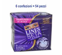 10 Confezioni (90 Assorbenti) Lines Seta Ultra Lungo con Ali Ipoallergenico